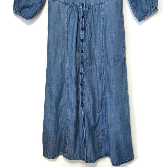 Madewell Denim Pieced Waist Midi Dress Mariden Wash Chambray Blue A Line Size 2 - Picture 5 of 16